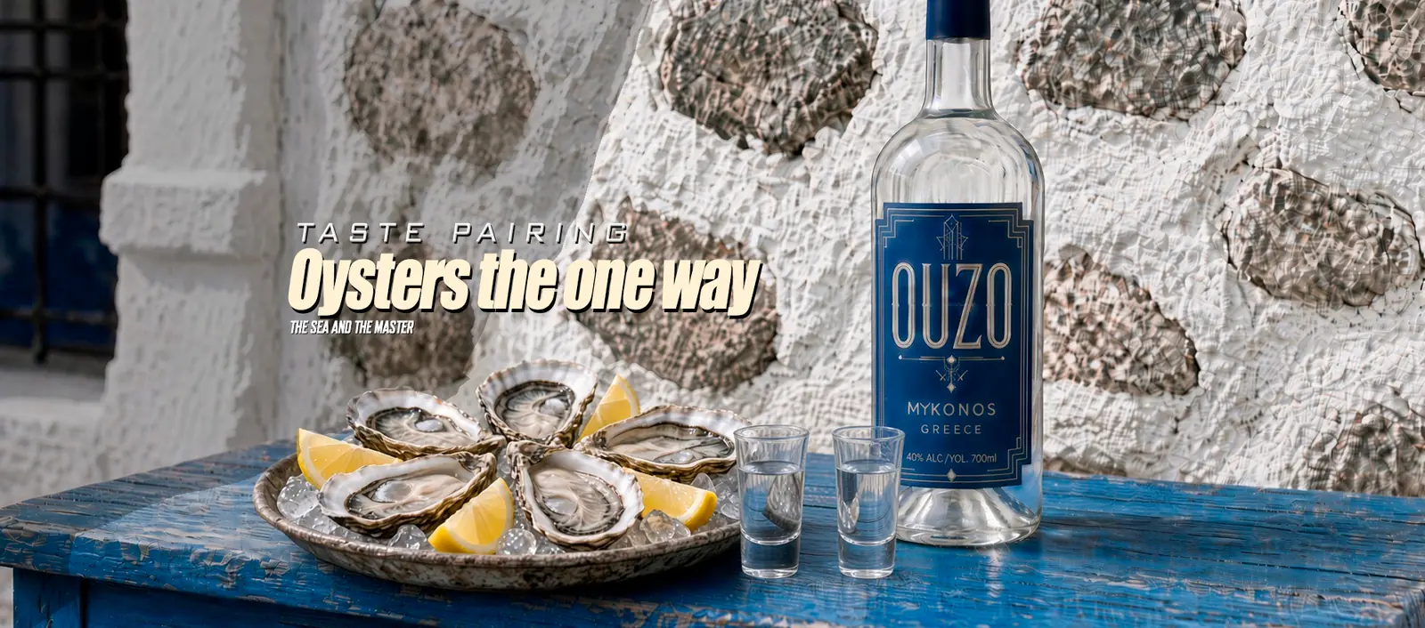 Taste Pairing: Oysters, the right way, with ouzo — editorial visual
